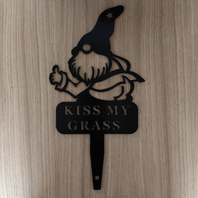 Kiss My Grass Gnome Garden Spike