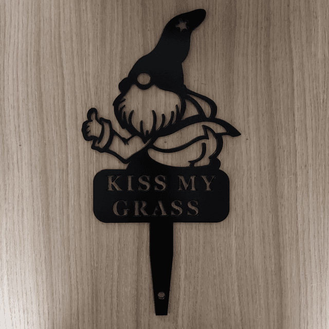 Kiss My Grass Gnome Garden Spike